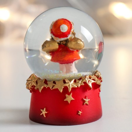 Souvenir Polystone Water Ball "angel in red with a star" 4.5x4x6.5 cm-3