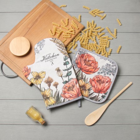 Set of kitchen. Ethel "poppy fields" mittens-seging 20x28cm, 19x19cm severity, 100% HL-6
