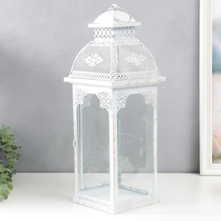 Summary metal, glass "Lantern-openwork pattern" Nr 2 pcs D-7.5, 12 cm white 15x15x46 cm-4