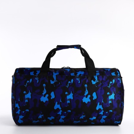 Road bag with zipper, outer pocket, long belt, blue/black color-2