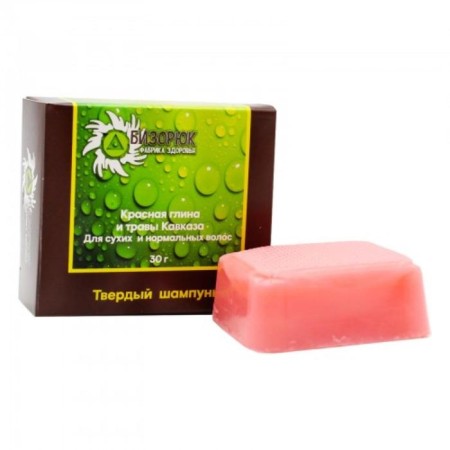 The shampoo is solid therapeutic, unysulfant. Red Clay+Caucasus grass 30 gr.