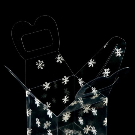 New Year. Box gift New Year's folding PVC "Snowflakes" 11 x 11 x 11 cm.-6