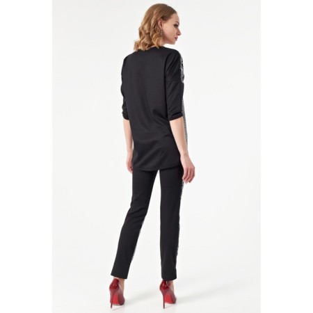 Female trousers, size 42, black color, white-7