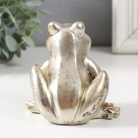 Souvenir Polystone "Surprised Frog" Light gold mix 10.3x6.3x8 cm-3