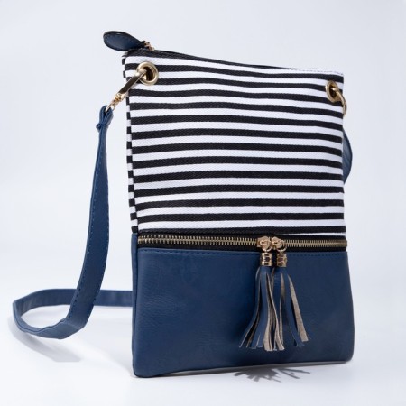 Bag Cross-Bodi with a zipper, blue color-4