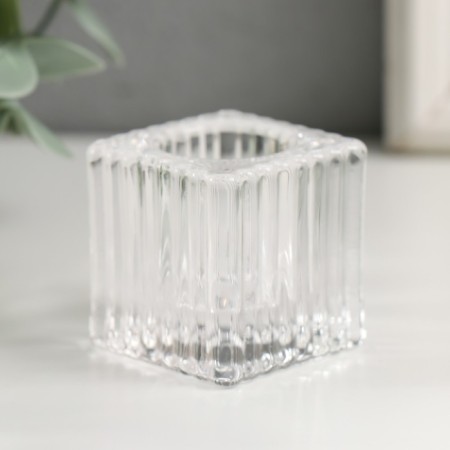Glass of glass per 1 candle "Square" transparent d-2 cm 3.8x3.8x4 cm-1