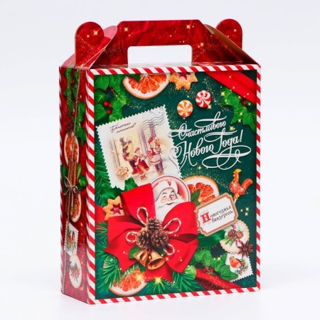 Gift box New Year's emerald vintage 17 x 7 x 25.5 cm-2