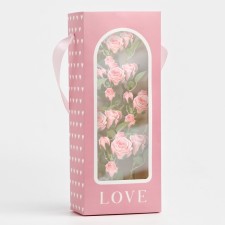 Package Pack for Flowers with a plastic window, love, pink, 30 x 12 x 8 cm
