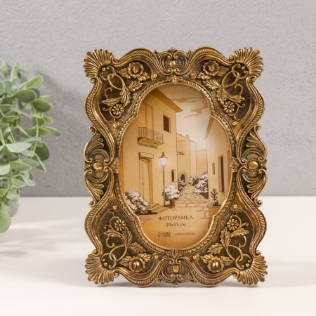 Photo frame Polystone 10x15 cm "Flower patterns" bronze 16x2x20.5 cm