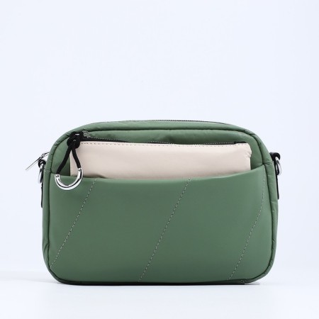 Bag Cross-Bodi with a zipper, green color-1
