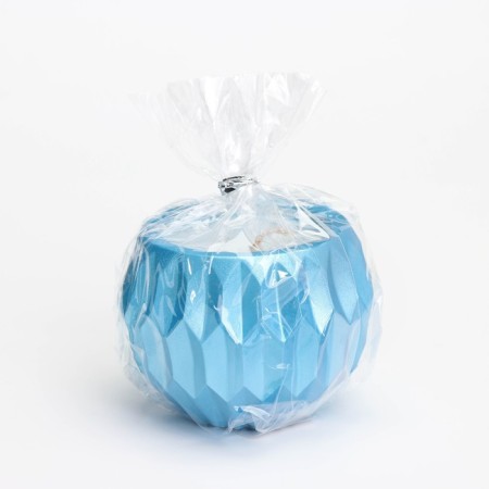 Candle "Shar" in a candlestick with sharp faces of gypsum, 7x6cm, blue-3