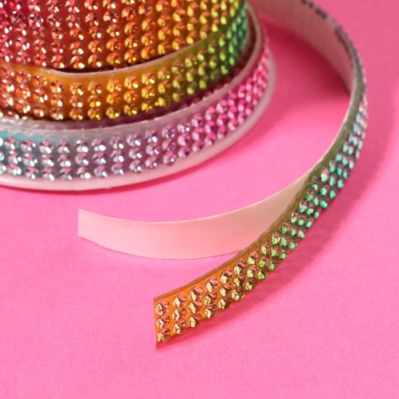Rhound rhinestones, d = 2 mm, width - 7 mm, 4.5 ± 0.5 m, rainbow color-3