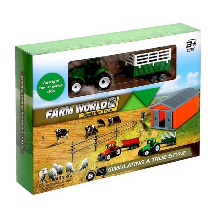 Game set "Farm", tractor, shed and animals, mix-13
