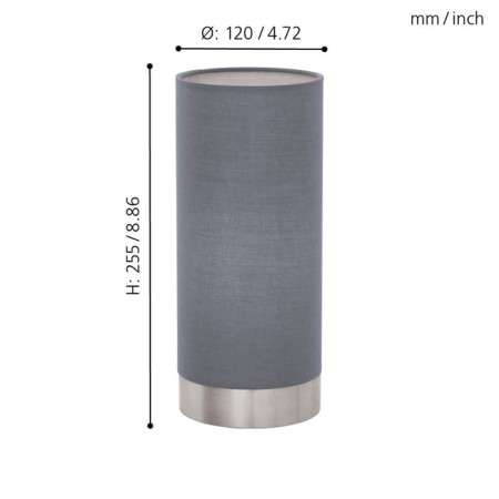 Maserlo 1x60W table lamp E27, Nickel, gray 12x12x25.5 cm-2