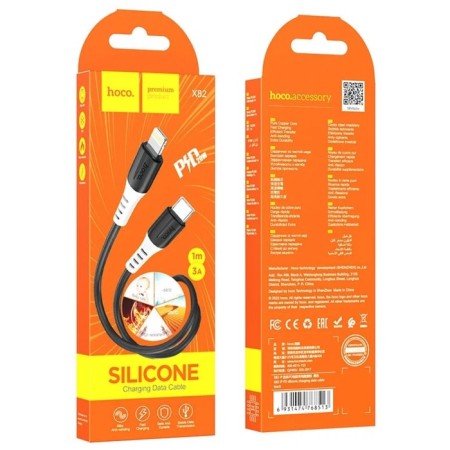 Hoco X82, Type -C cable - Lightning, 3 A, 1 m, silicone braid, black-5