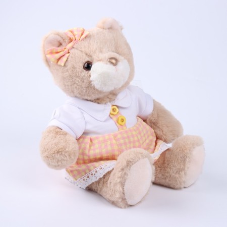 Soft toy "Little Friend", a cat in a peach dress-3