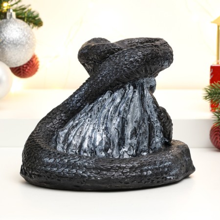 Figure "Snake with grass" Black 18x16x15cm-3