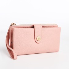 Women's wallet on the button, pink color