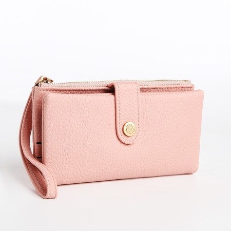 Women's wallet on the button, pink color