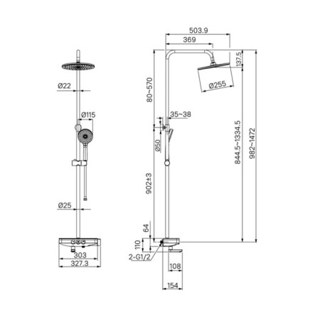 Shower system IDDIS Shelfy Shewtbti06, tropical shower, shower, white-6
