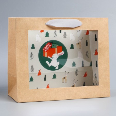 Craftsteet package with a plastic window "Rabbit", 24 x 20 x 11cm, New Year-1