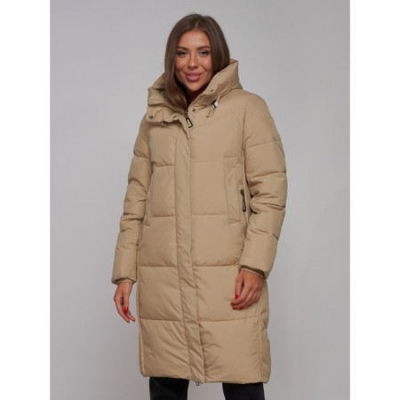 Coat insulated winter female, size 42, color light brown-8