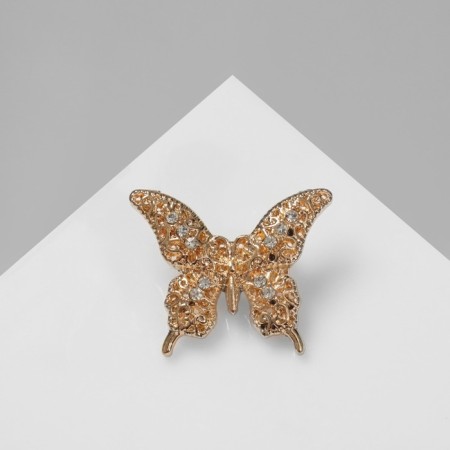 Brooch "Openwork butterfly", white color in gold-2