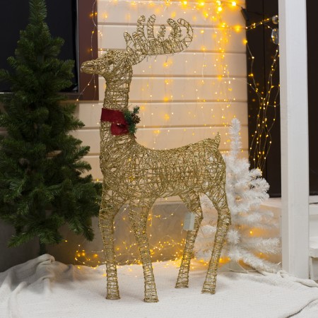 LED figure "Deer golden" 70 × 120 × 30 cm, metal, 220 V, glow warm white-1
