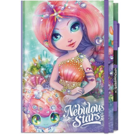 Notepad for a girl Nebulous Stars Coralia, on an elastic band, with a ballpoint pen-4