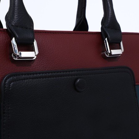 Lightning tout bag, external pocket, long belt, black color-3
