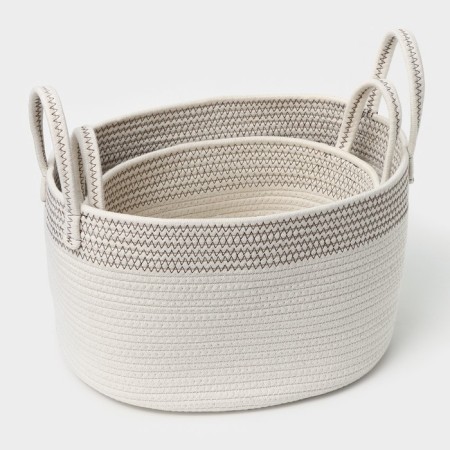 Set of storage baskets, manual weaving, cotton, 2 pcs: 30 × 22 × 16 cm, 37 × 28 × 21 cm-7