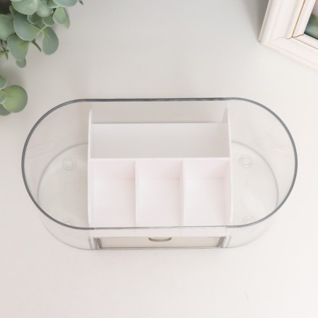 Cosmetics box Plastic "Oval with a box" ivory 8.5x19.5x9 cm-3