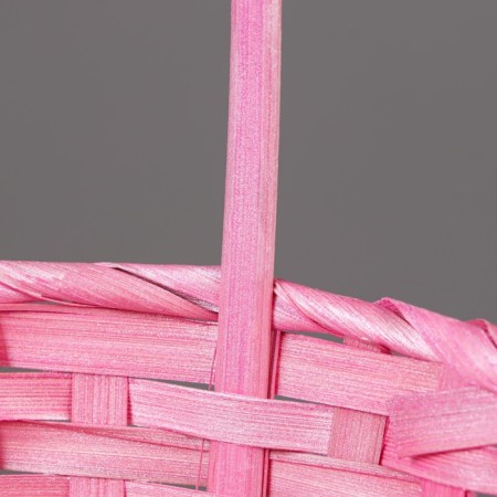 Wicker basket, bamboo, pink, 19x19x32 cm-2