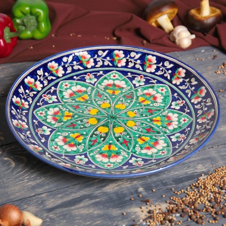 Largan Rishtan ceramics "Flowers", 31 cm, blue
