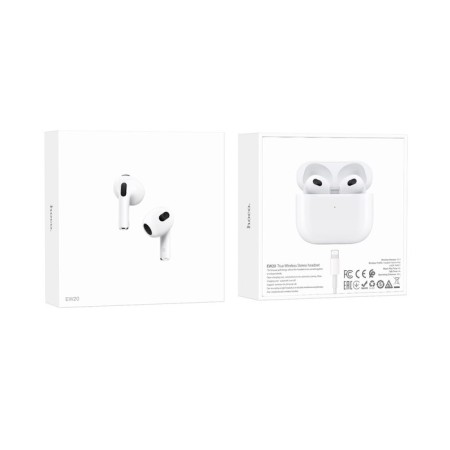 Hoco EW20 headphones, TWS, wireless, inserts, BT 5.3, 30/300 mAh, white-7