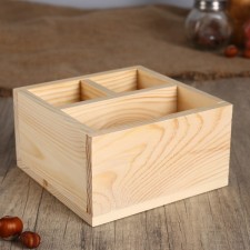 Square stand from pine, with 3 compartments, 15 × 15 × 8 cm