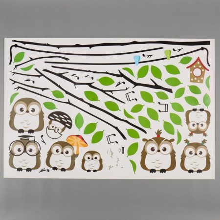 Sticker plastic interior color "owls on branches" 60x90 cm-1