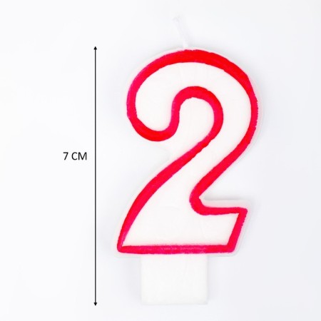 Candle for cake the number "2" Color rim, mix-4