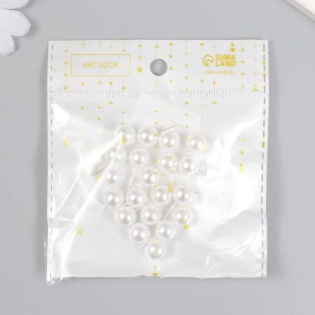 Decor for creativity plastic "Pearls with a pin" 1x1 cm set 20 pcs-4