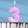 Candle in the cake on the skewer "Fine", the number "3", 5 cm, pink