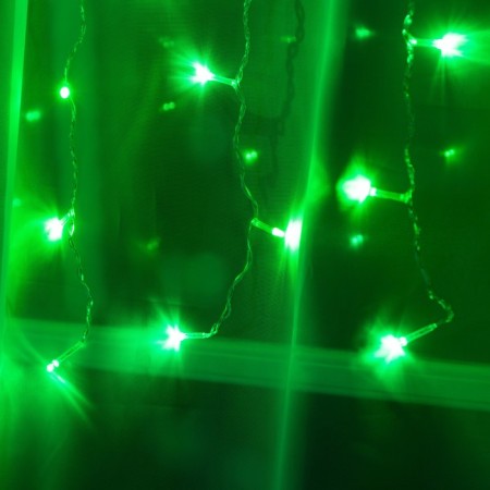 Garland "Curtain" 1.5 × 1 m, IP20, transparent thread, 180 LED, Green glow, 8 modes, 220 V-1