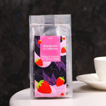 Flavored tea "strawberries with cream", 50 g