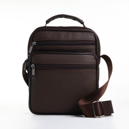 Male bag on lightning, long belt, brown color-1