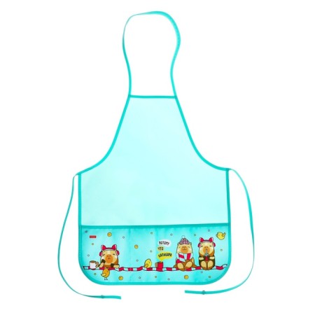 Apron for labor + sleevens, 490 x 390 mm, Hatber "Because Kapibara", 2 pockets, turquoise nfn_36128-1