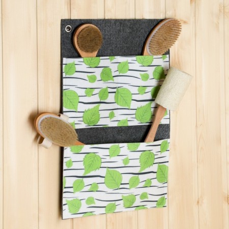 Vertical wall -mounted suspended organizer on eyelets 3 departments, print Birch, Gray, 3-3