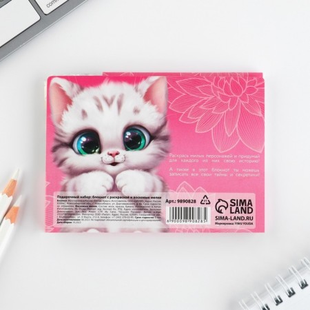 Gift set: notebook painting and wax crayons "kitten"-13