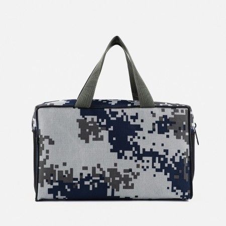 Cosmetic bag with a grid, blue color-1
