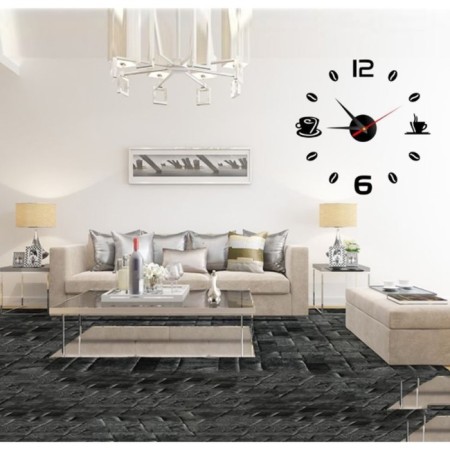 Wall-wall clocks for the kitchen, 3D "Coffee time", large, D-50 cm-1