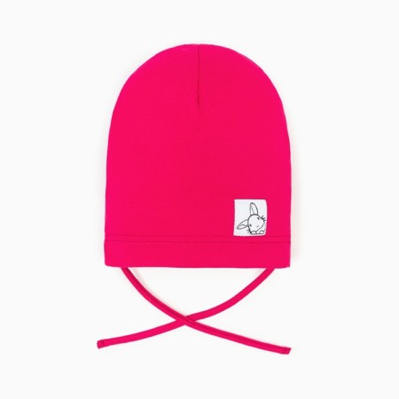 Hat for the girl is single-layer, Fuchsia color/Bunny, size 50-54-1