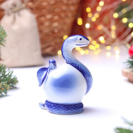 Souvenir "Snake on the Apple", Gzhel, Cobalt-2